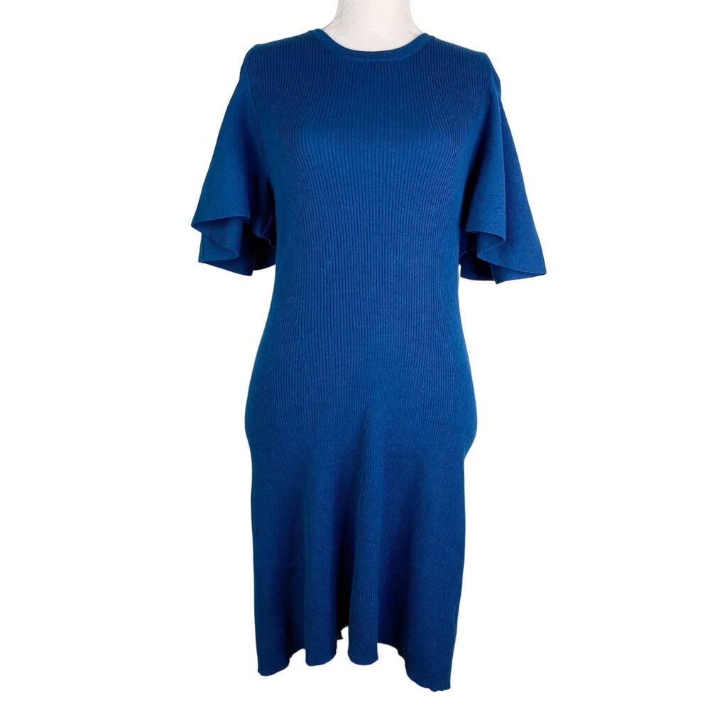 Laundry by Shelli Segal Dress XL Sweater Cold Shoulder Blue Teal New